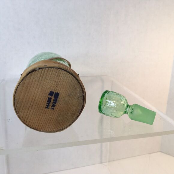 2 Vtg Art Glass Crackle Glass Pitcher Decanters Green And Blue  Mid Century - Picture 5 of 10